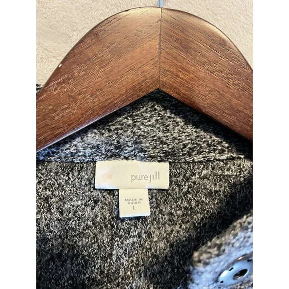 Pure J Jill Jacket Women’s L Large Gray Rayon Wool Snap Front Mandarin Collar - Picture 5 of 8